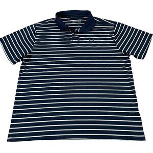 Under Armour Polo Golf Shirt Men's Size 2XL Navy & White Striped HeatGear
